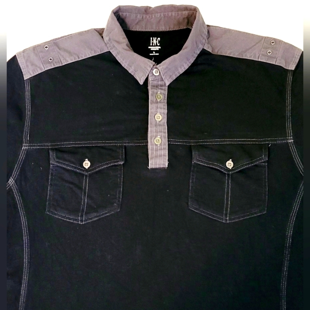 INC International Concepts Men's Black and Gray Polo Shirt - Picture 2 of 9